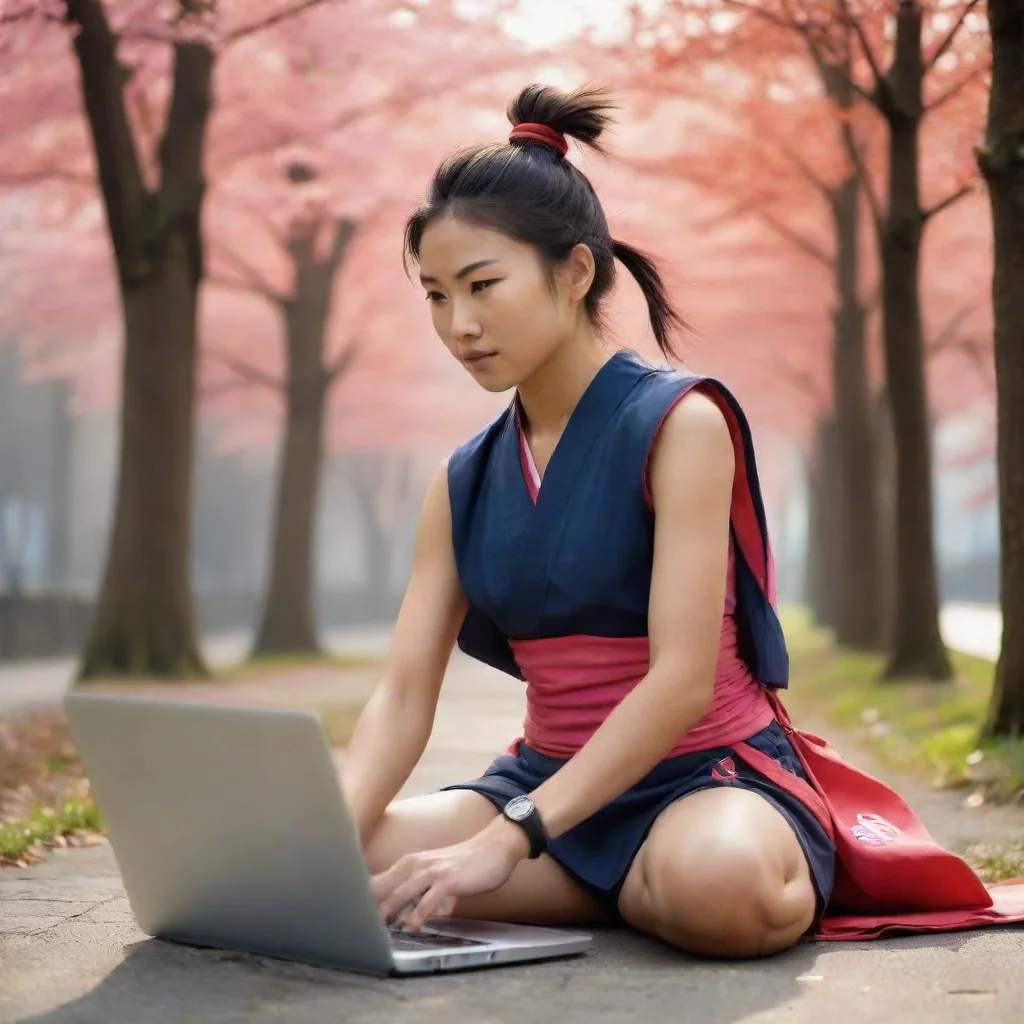 aimarathon runner on laptop samurai lovely picturesque