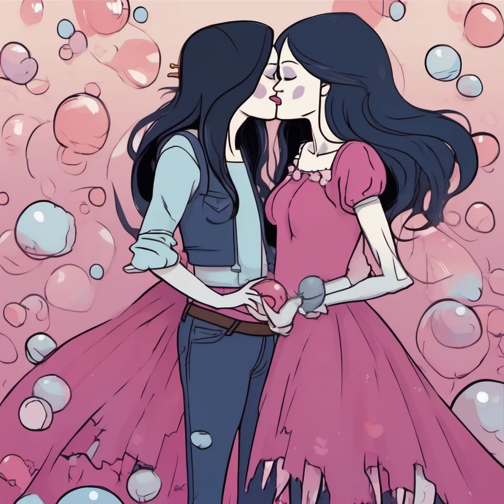 marceline the vampire queen and princess bubble gum kissing  amazing awesome portrait 2