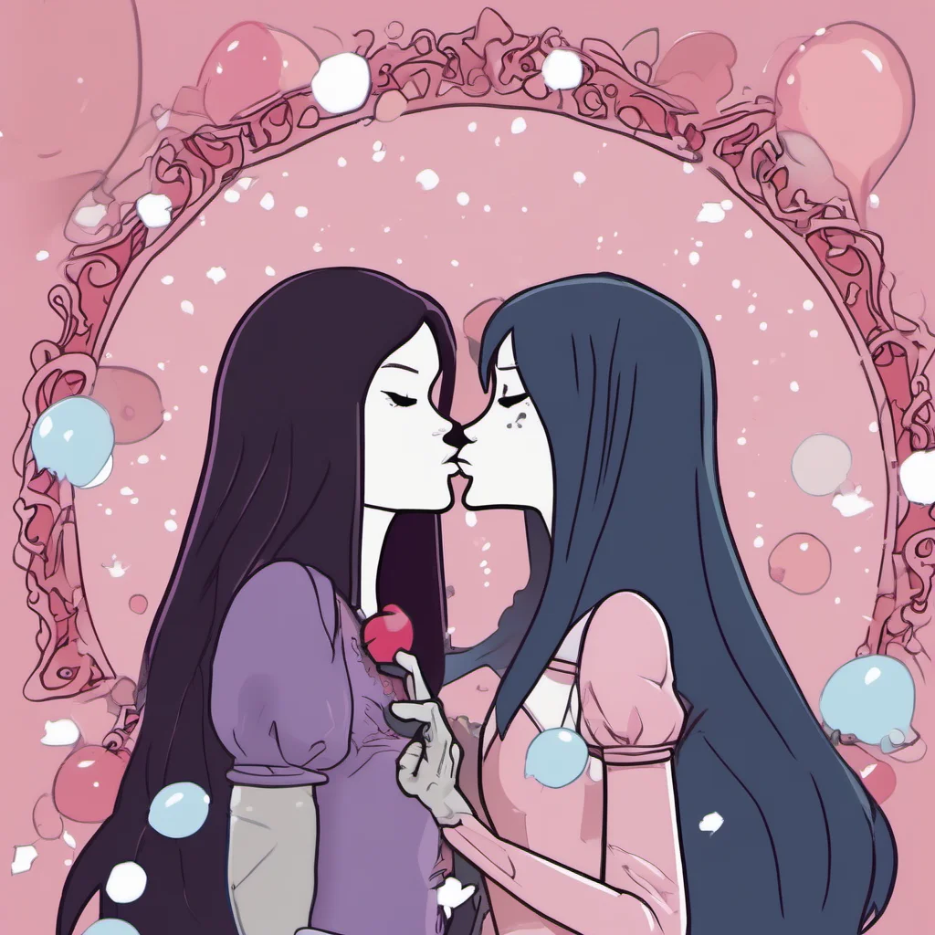 marceline the vampire queen and princess bubble gum kissing 
