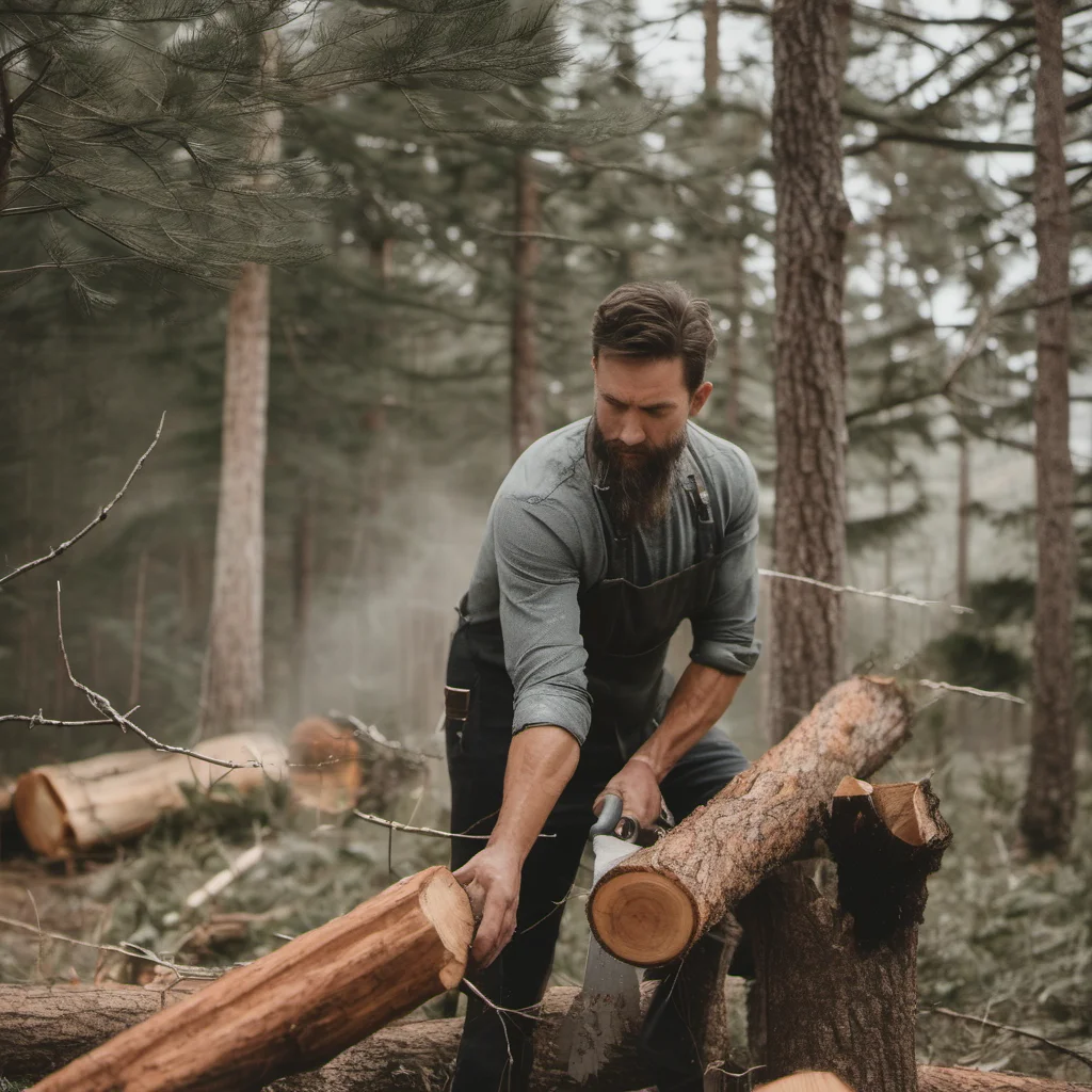 aimasculine man chopping tree