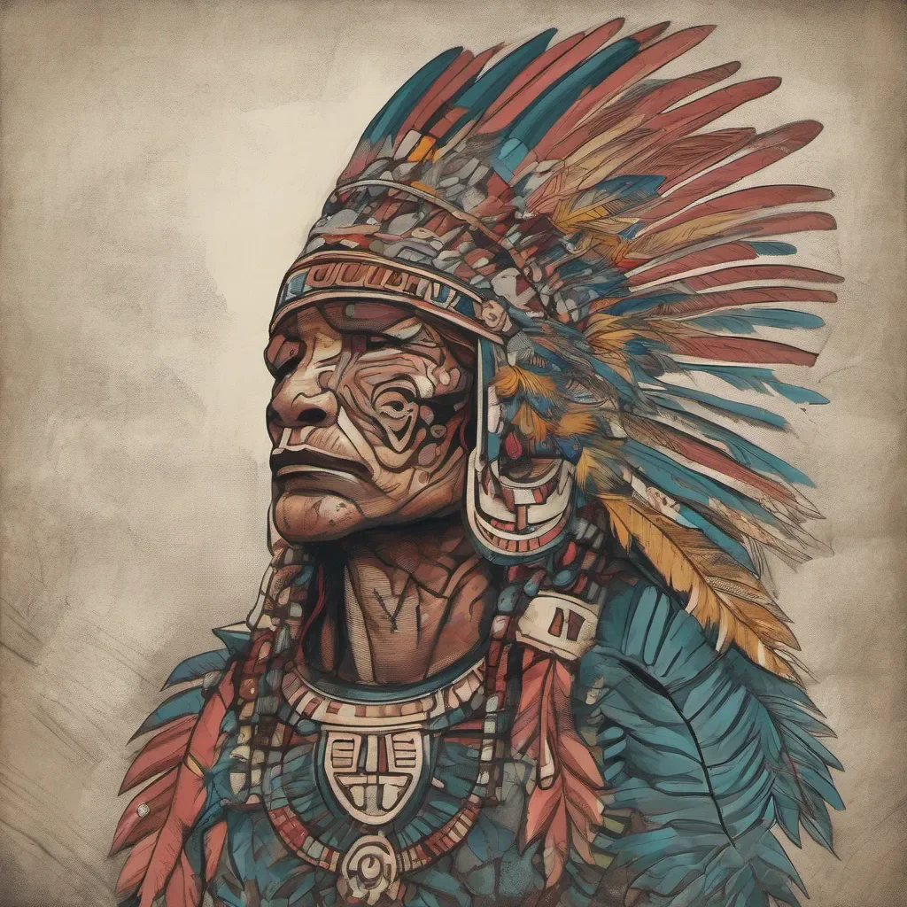 mayan war chief with jaguar headdress amazing awesome portrait 2