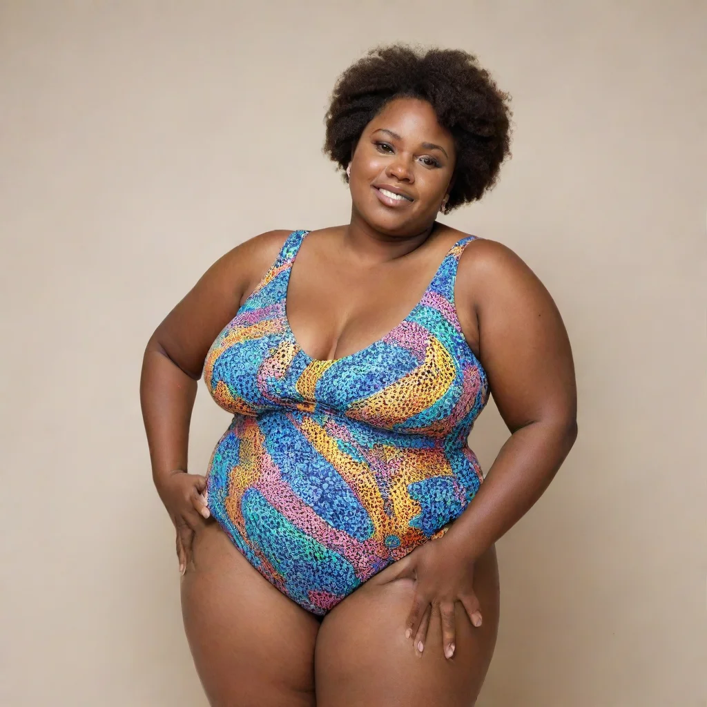 aimedically obese african woman in swimsuit