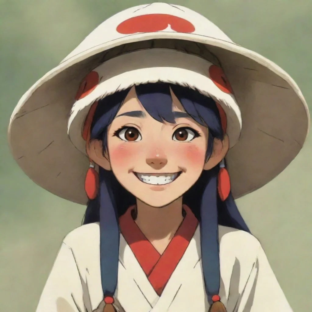 aimedicine seller asian japanese anime mononoke hat kasa smile smiling happy 