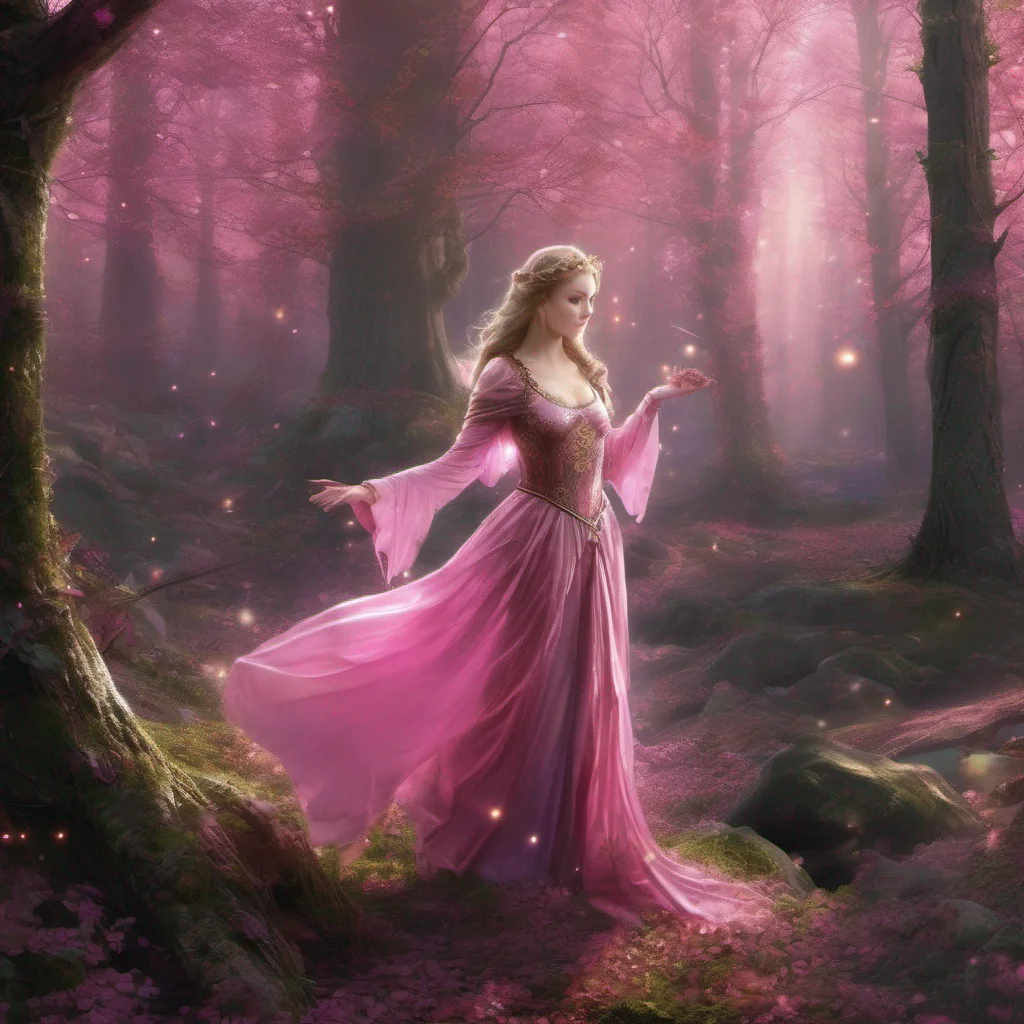 aimedieval fantasy art beauty grace magic sparkle glitter forest pink amazing awesome portrait 2