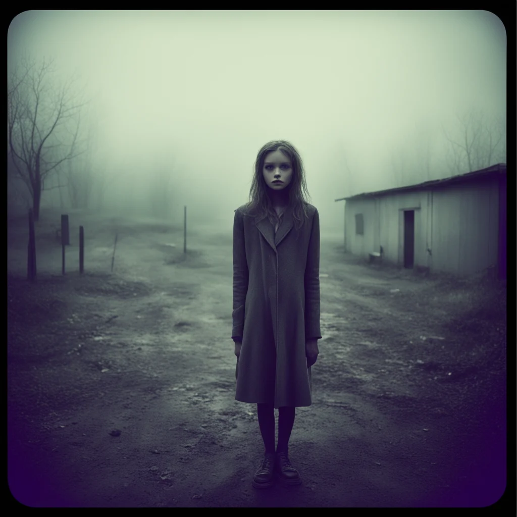 medium format art photo   lost  french girl    foggy muddy  mysterious motel  uncanny night hipstamatic style