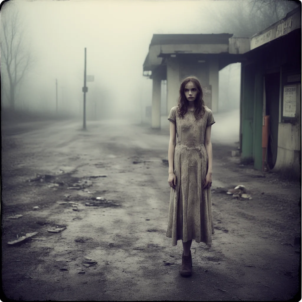 medium format art photo   lost french girl   old torn dress    foggy muddy gas station mysterious hipstamatic style amazing awesome portrait 2