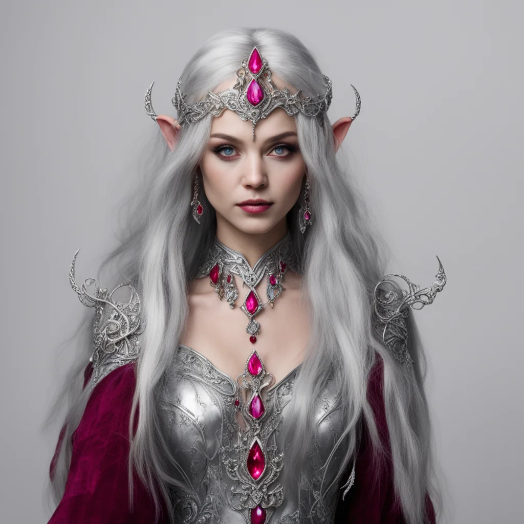 aimelina the maia wearing silver elven hair forks with diamonds and rubies