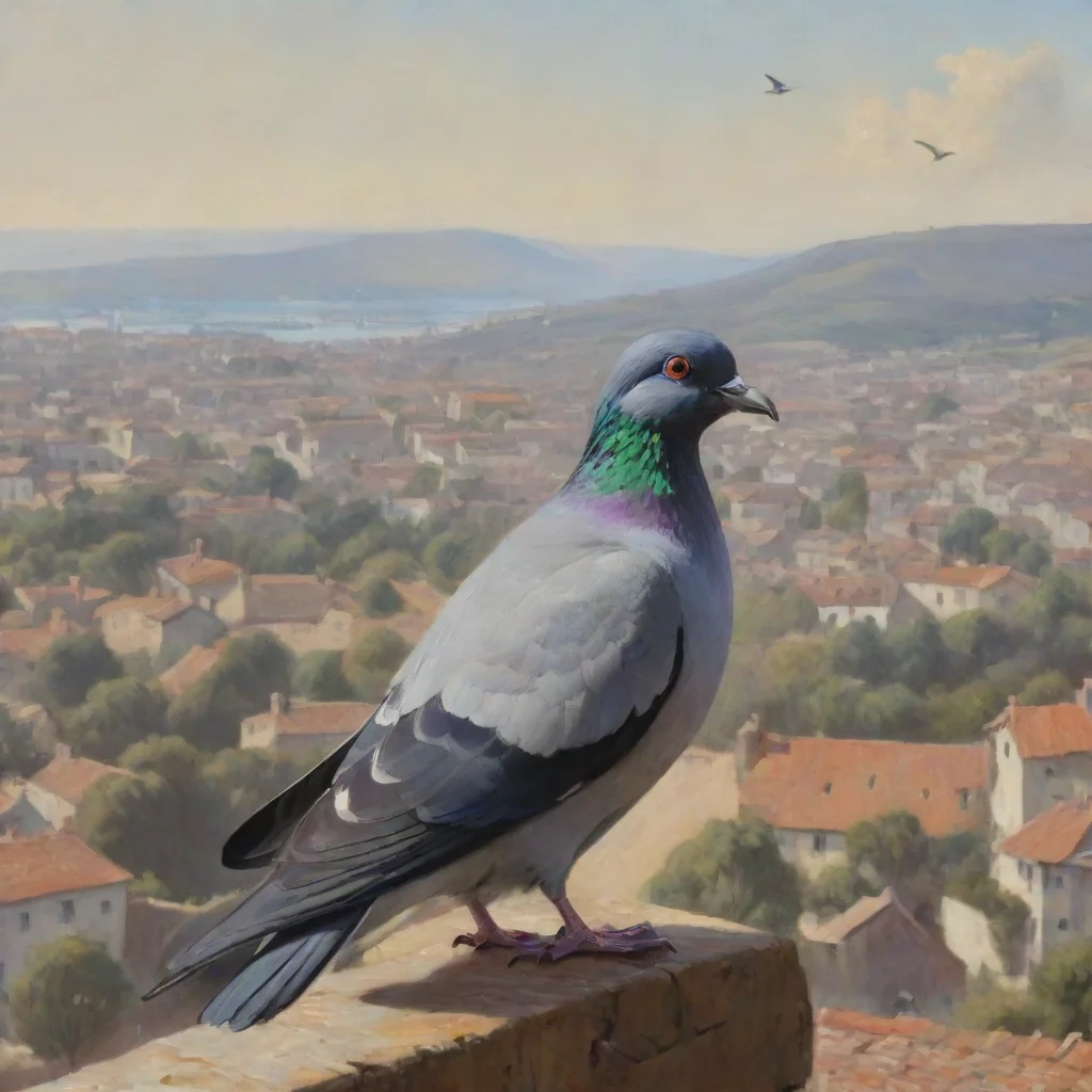 aimessage carrier pigeon%2C settlement in distance