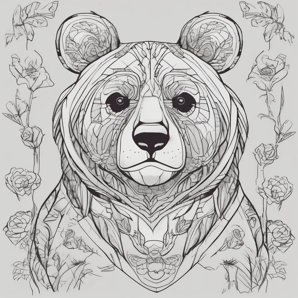 aimexican panda bear line art amazing awesome portrait 2