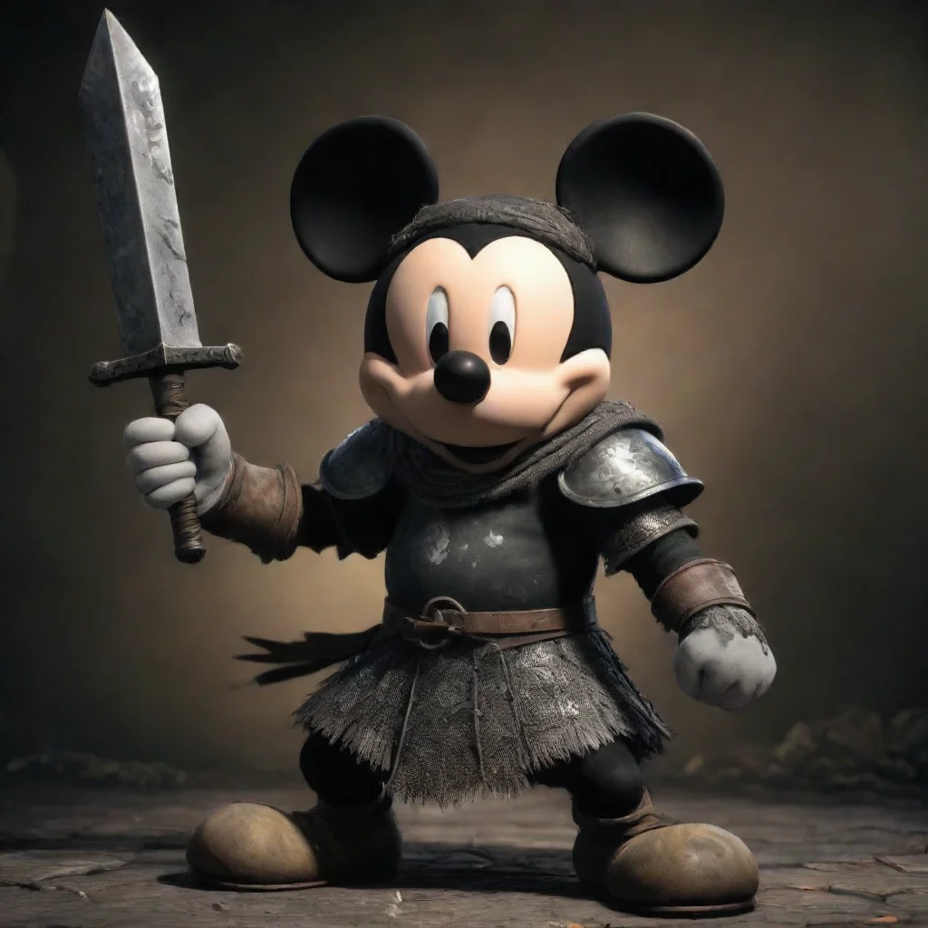 mickey mouse fearsome epic dark souls world hd aesthetic epic strong pose warrior