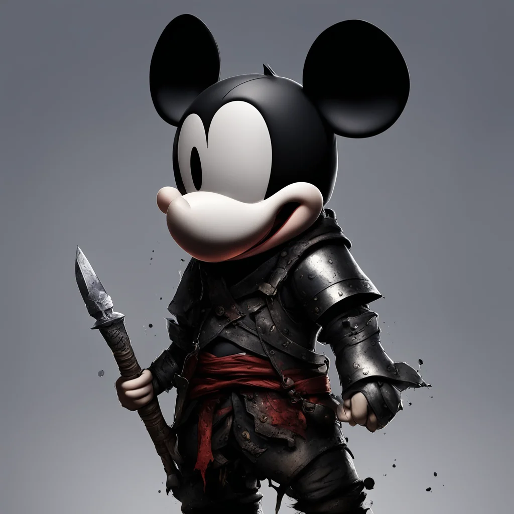 mickey mouse ripped dark souls world dramatic intense artstation trending full character anime portrait confident engaging wow artstation art 3