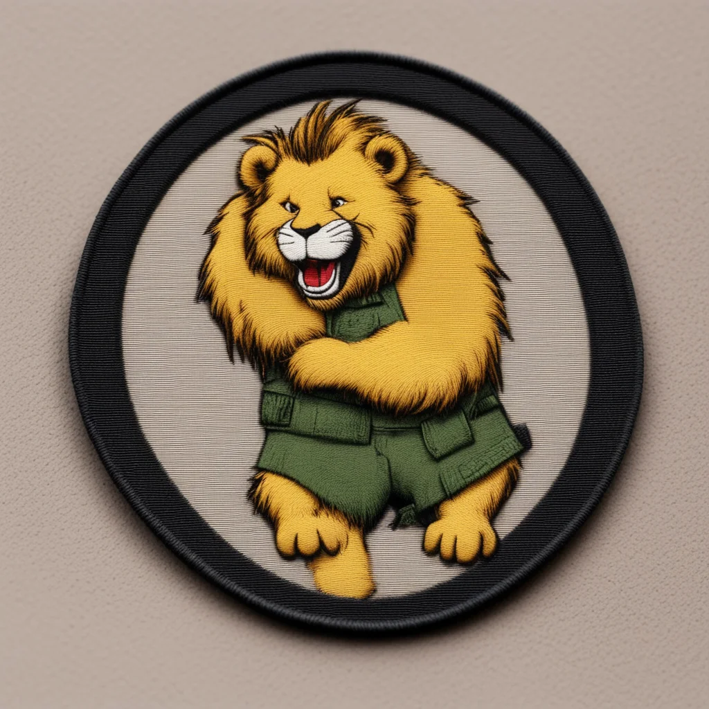 military patch with the dutch national lion hitting winnie the pooh