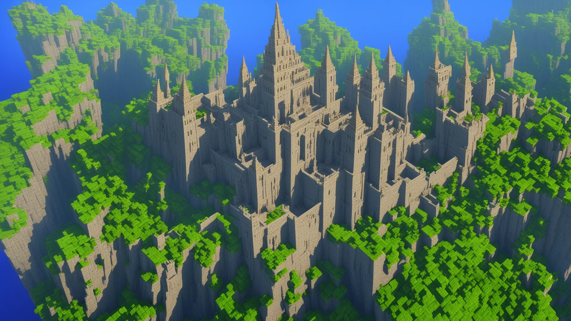 aiminecraft epic temples on cliffs%2C giant magic castle confident engaging wow artstation art 3 wide