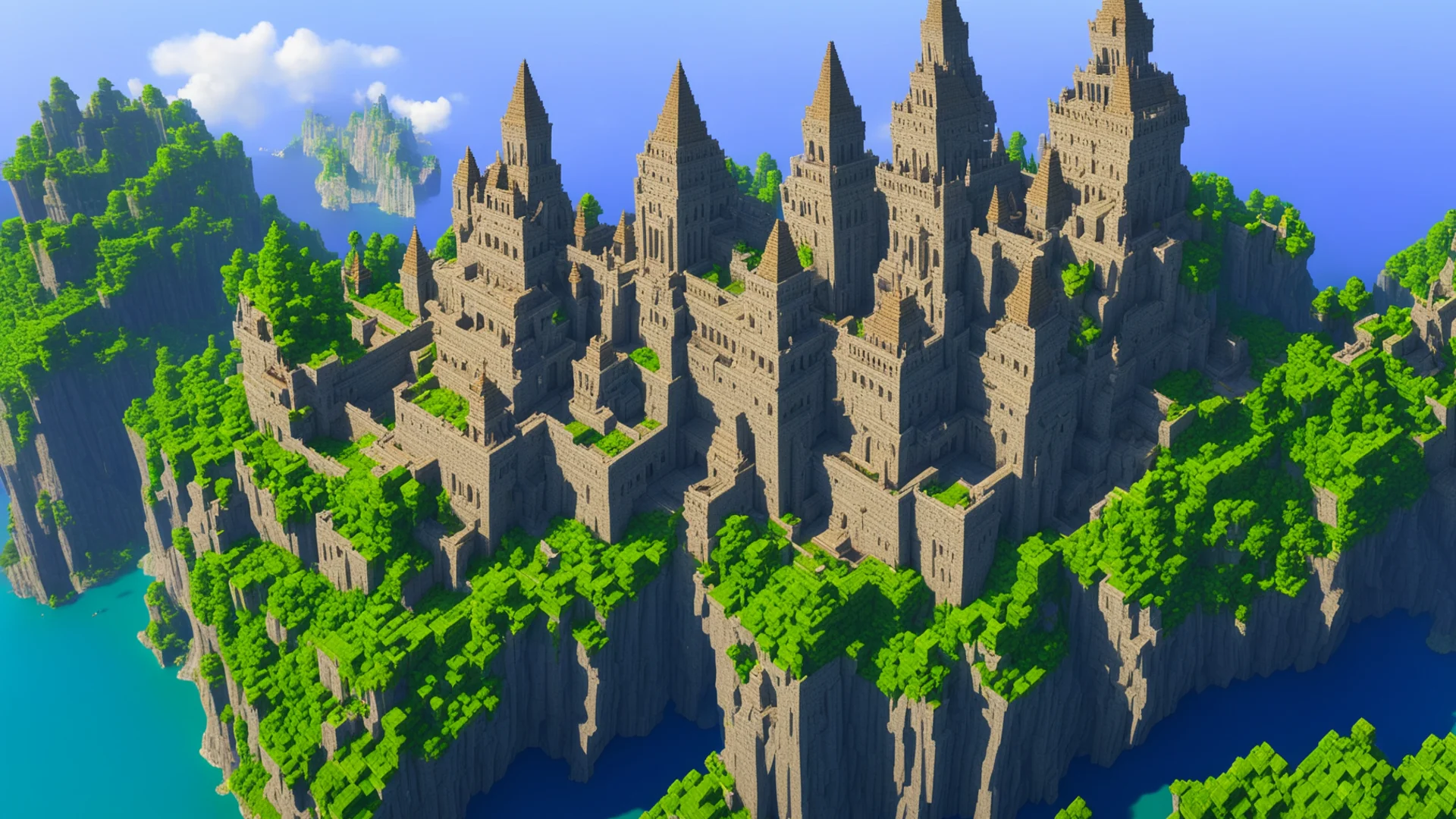 aiminecraft epic temples on cliffs%2C giant magic castle good looking trending fantastic 1 wide