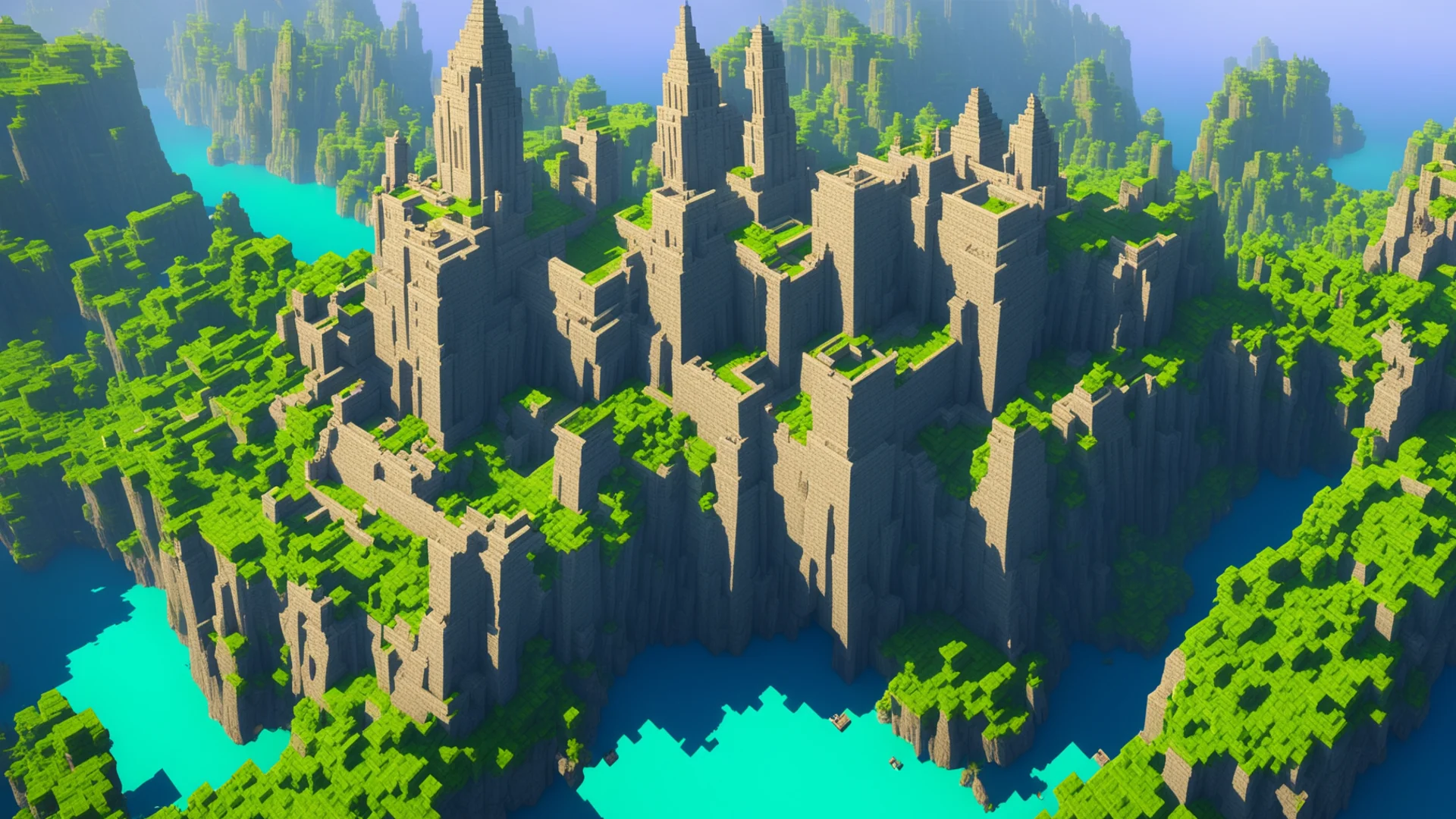aiminecraft epic temples on cliffs%2C giant magic city amazing awesome portrait 2 wide