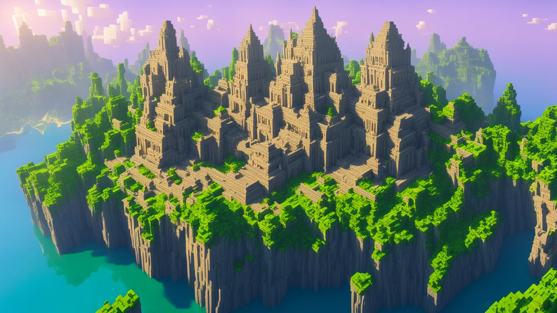 aiminecraft epic temples on cliffs%2C giant magic city confident engaging wow artstation art 3 wide
