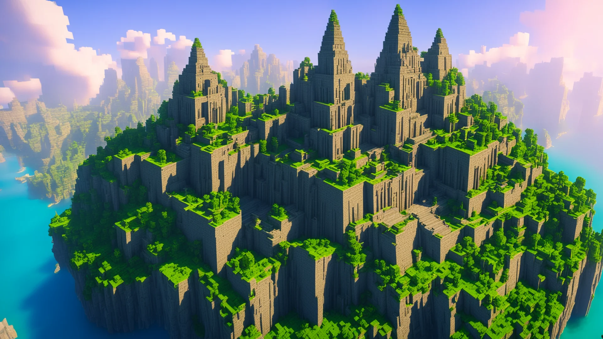 aiminecraft epic temples on cliffs%2C giant magic city wide