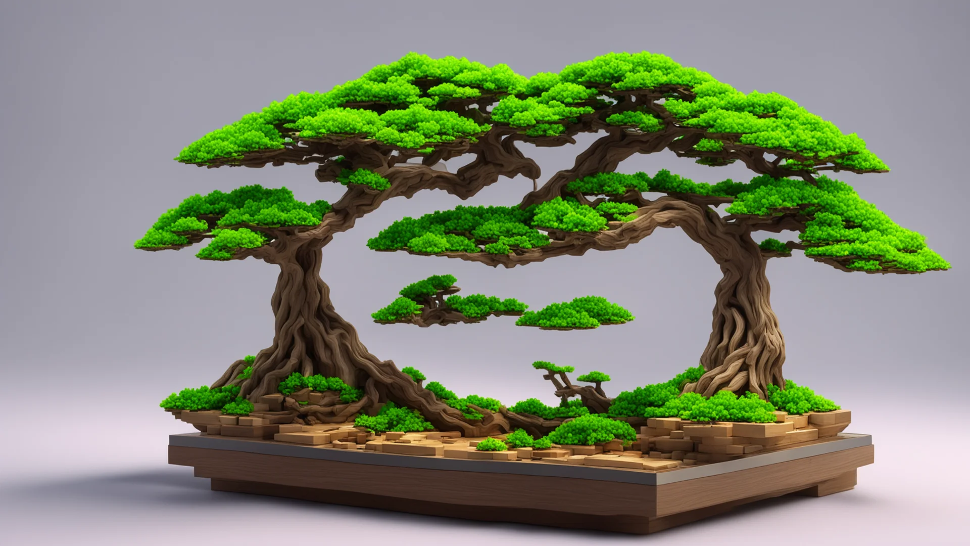 aiminiature 3d voxel art of a bonsai tree%2C ultra realistic confident engaging wow artstation art 3 wide