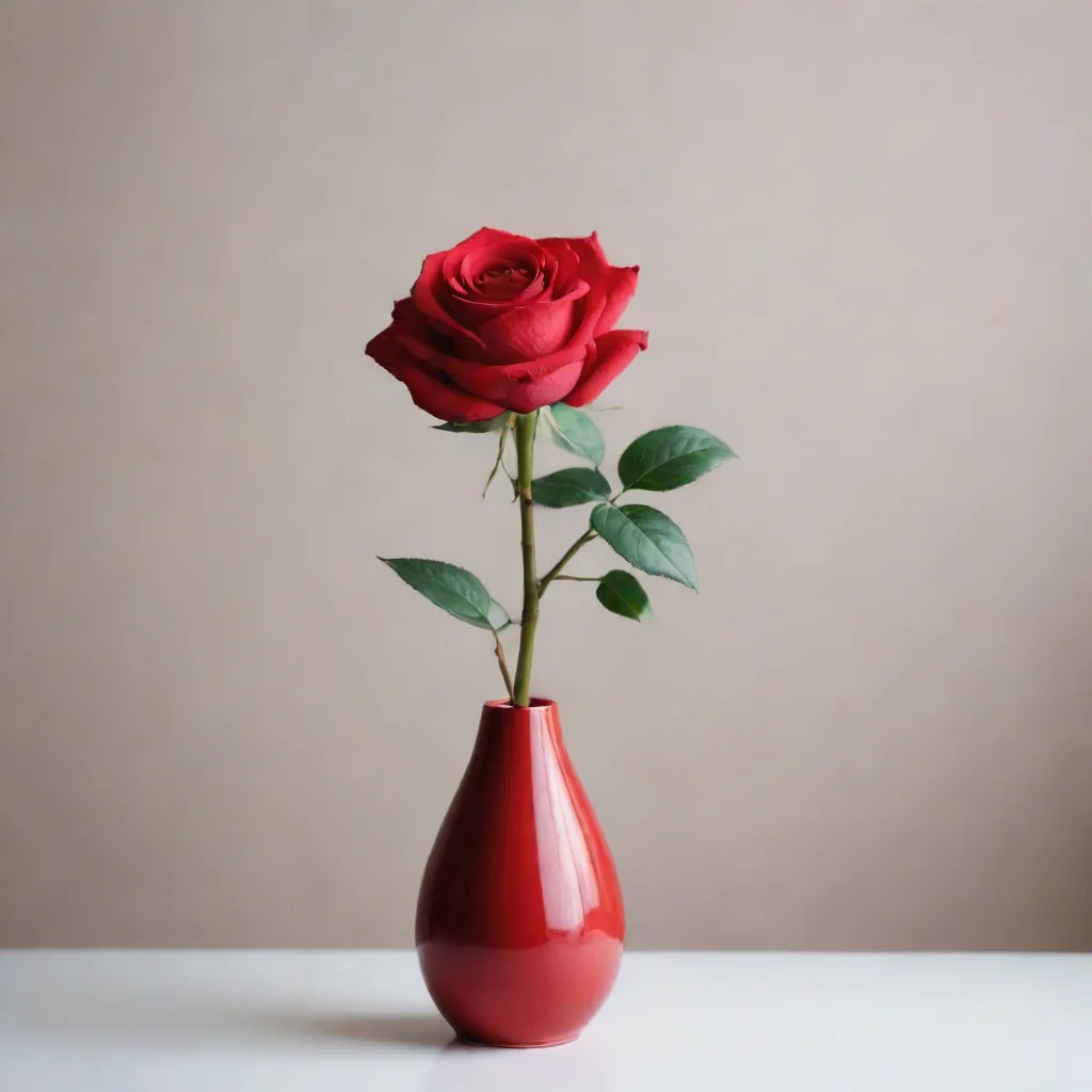 aiminimalist rose in red vase