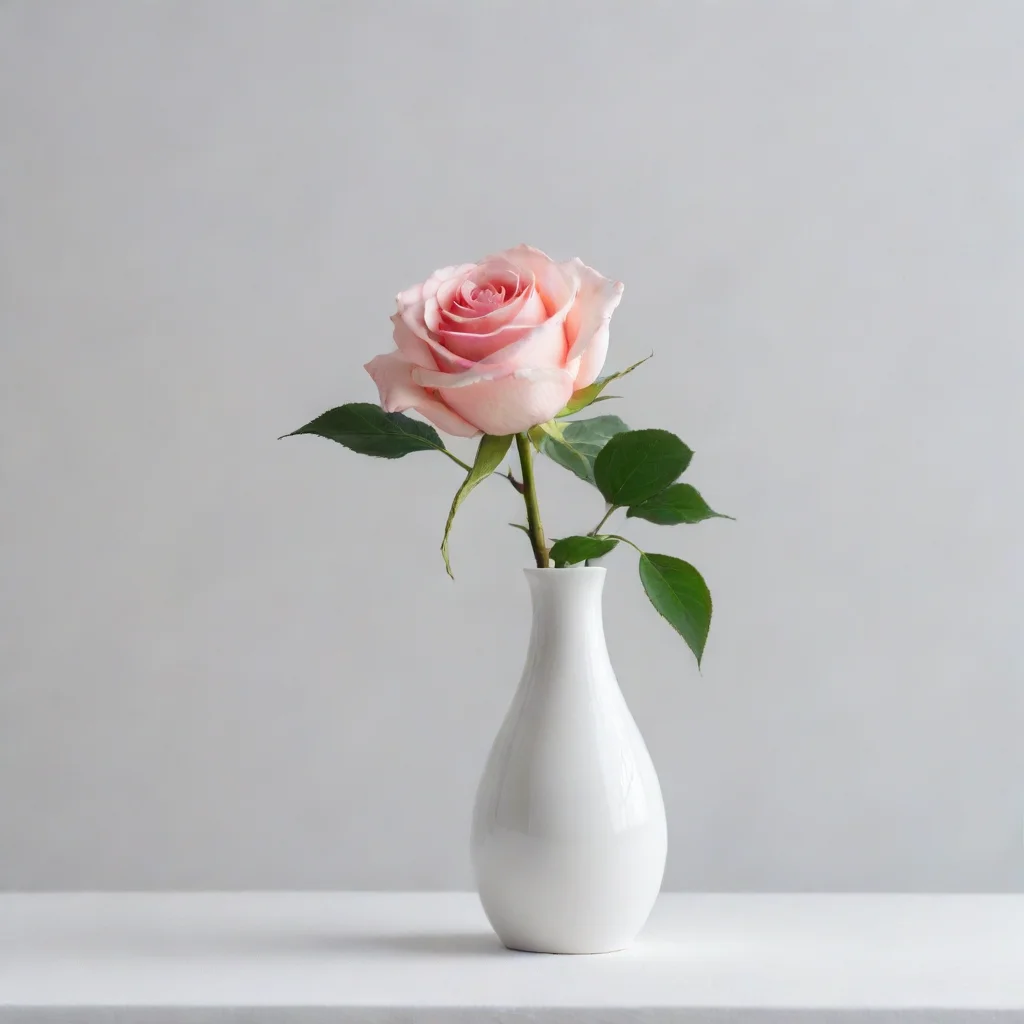 aiminimalist rose in white vase