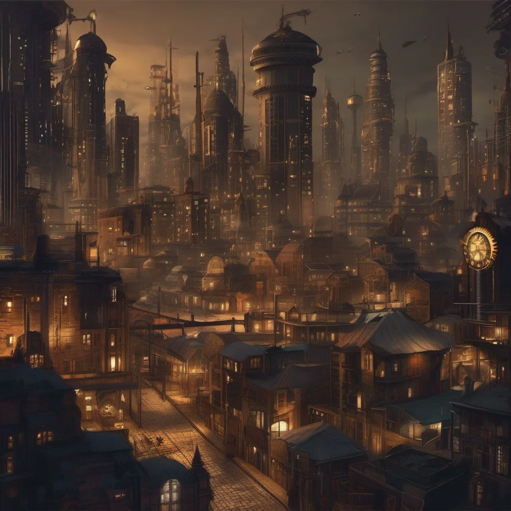 modern city with skyscrapers at night steampunk good looking trending fantastic 1