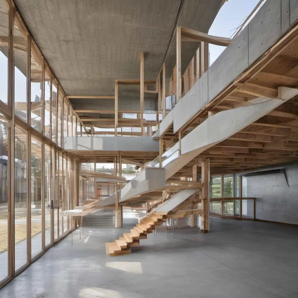 aimodern school 2 floors concrete glaas and wood amazing awesome portrait 2