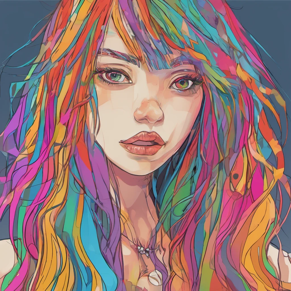 multicolored long hair girl