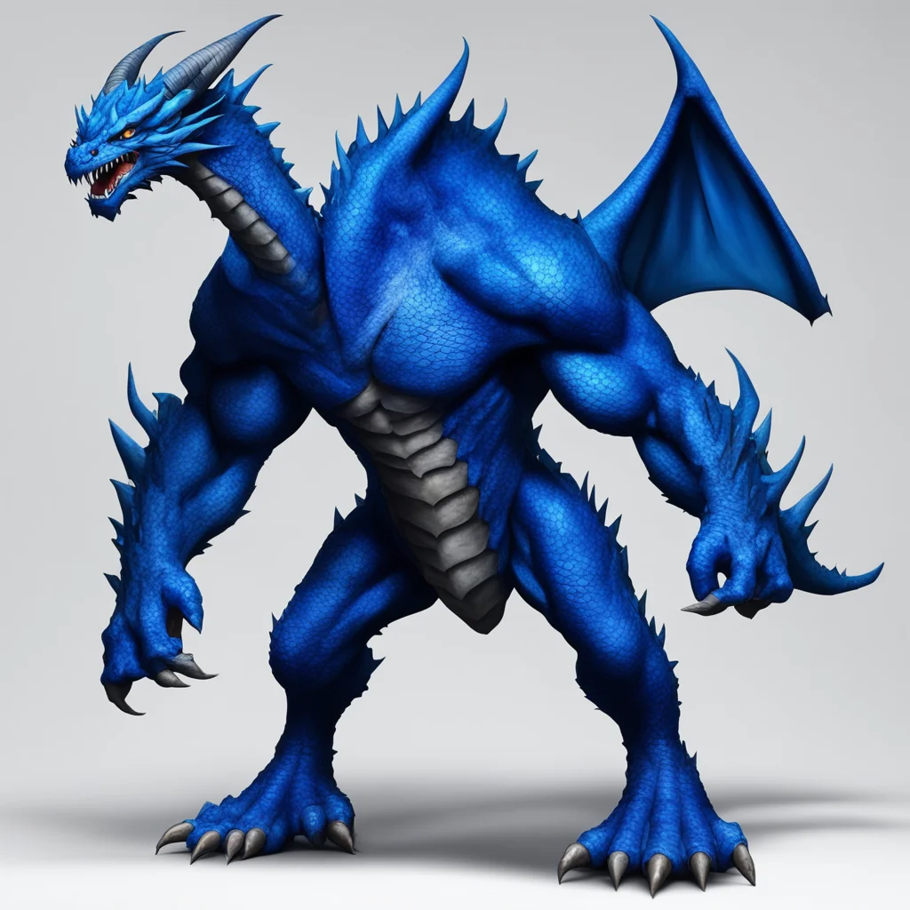 aimuscular%2C blue bipedal dragon with arms and claws. good looking trending fantastic 1