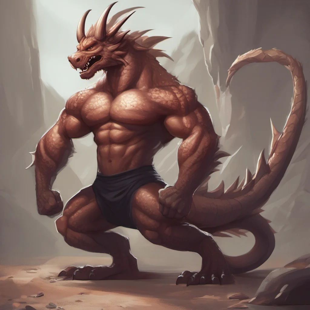 aimuscular furry dragon flexing amazing awesome portrait 2