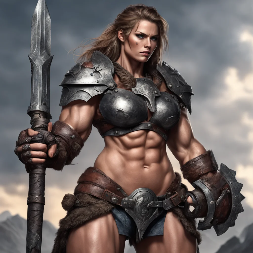 muscular warrior female with a huge warhammer good looking trending fantastic 1