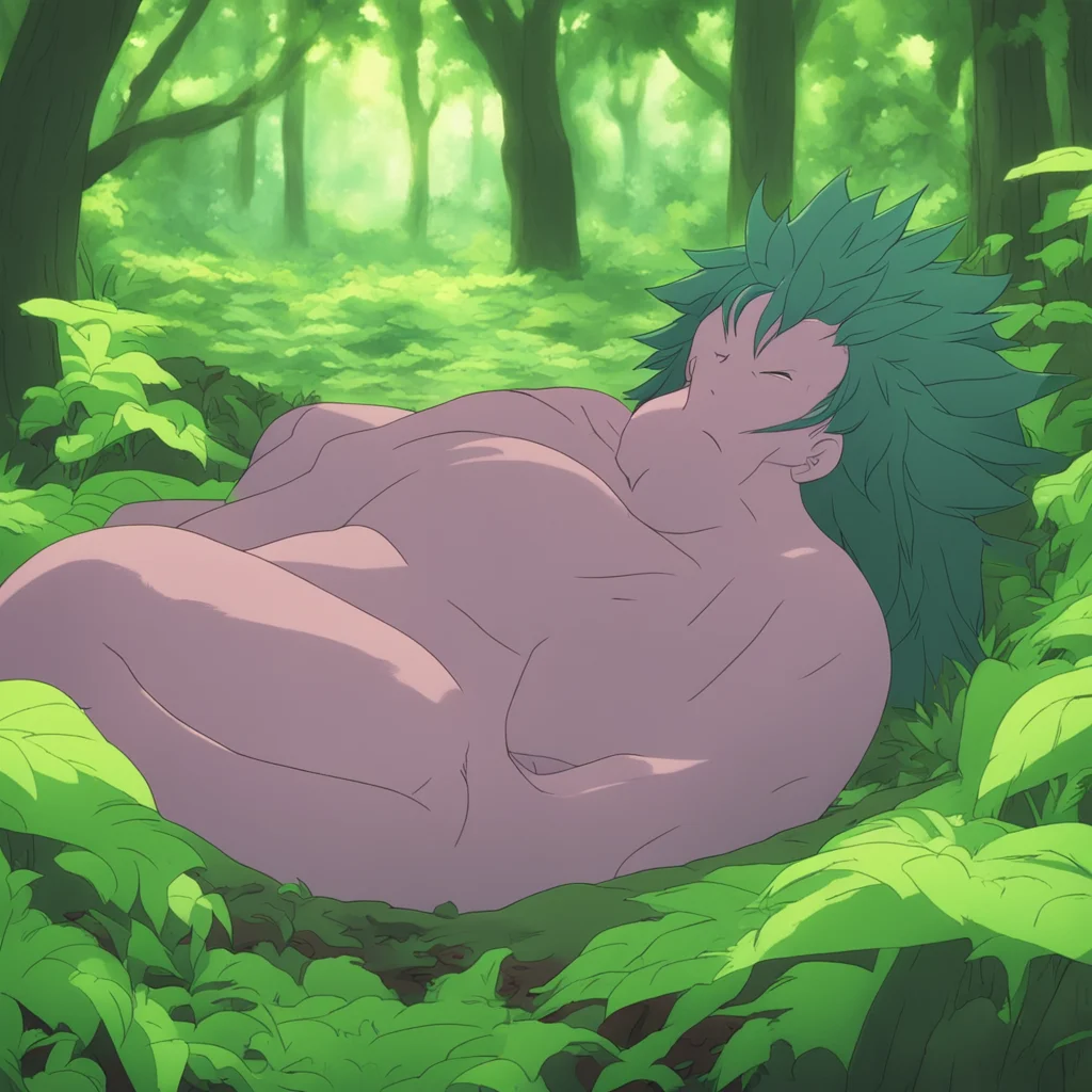naga male taking a nap in the forest anime