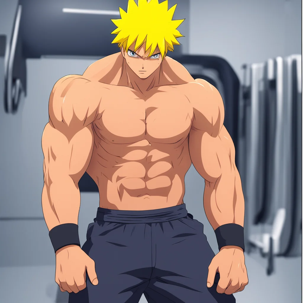 naruto uzumaki training pec at the gym