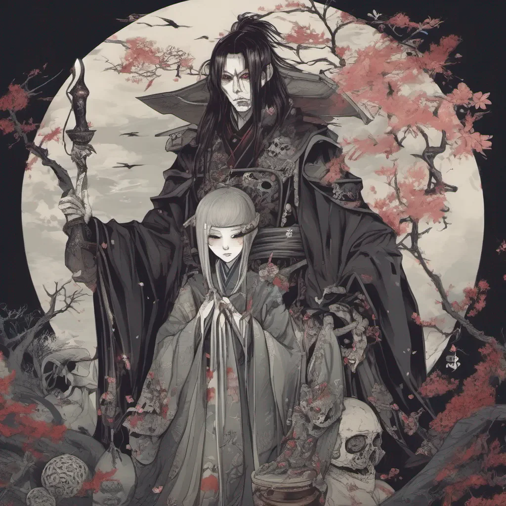 necromancer japanese style female and male creepy confident engaging wow artstation art 3
