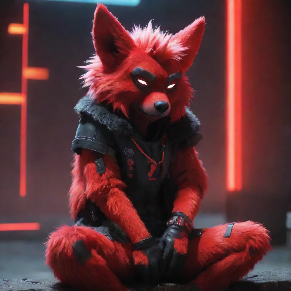 aineon punk%2C furry%2C protogen%2C red%2C depressed
