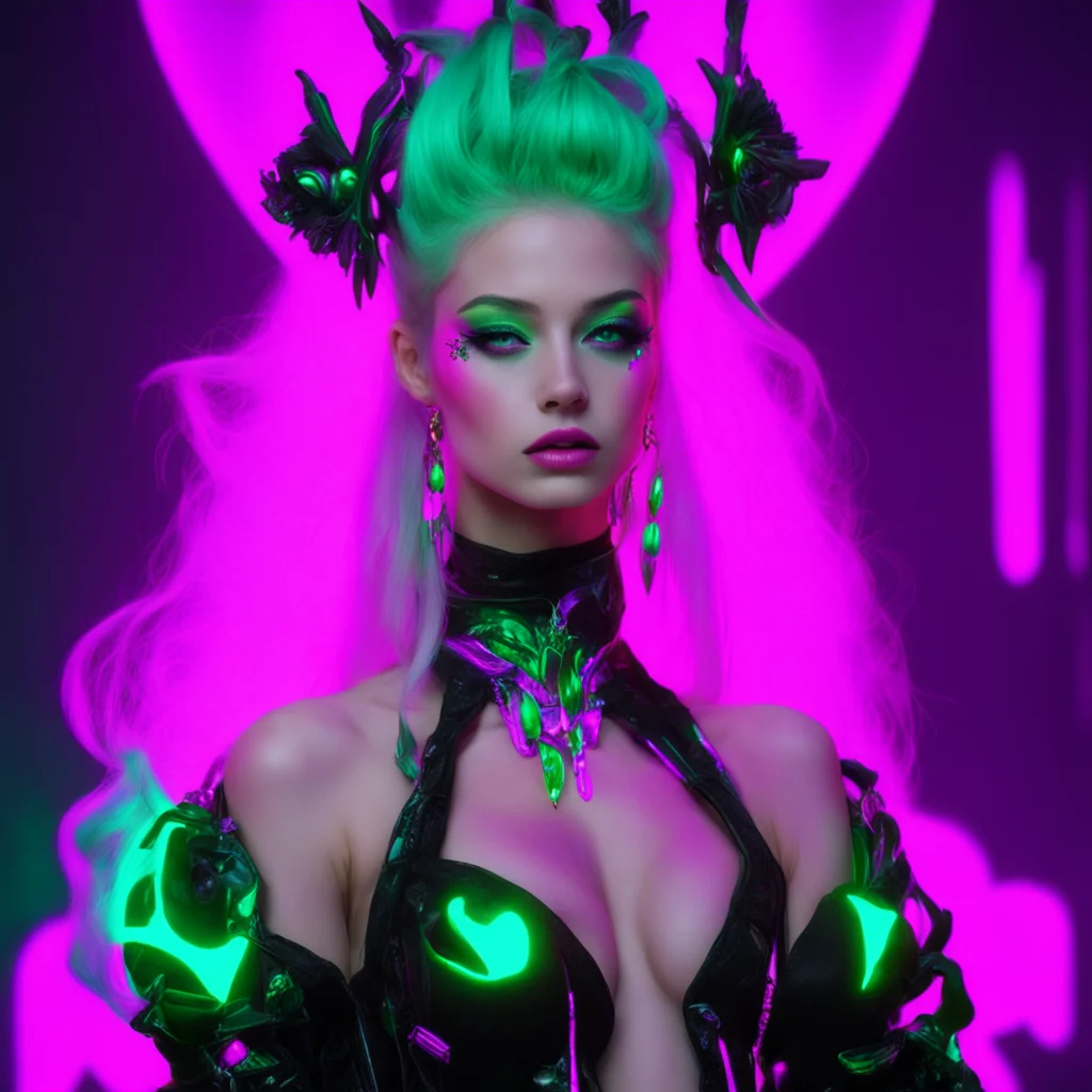 neon punk feminine mage god beauty grace seductive sweet