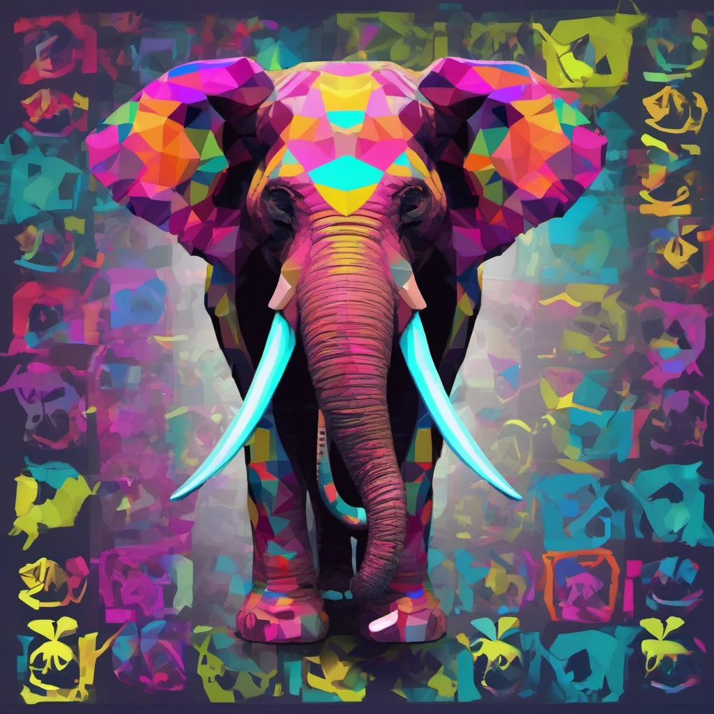 neon punk low poly pop art elephant made of skulls amazing awesome portrait 2