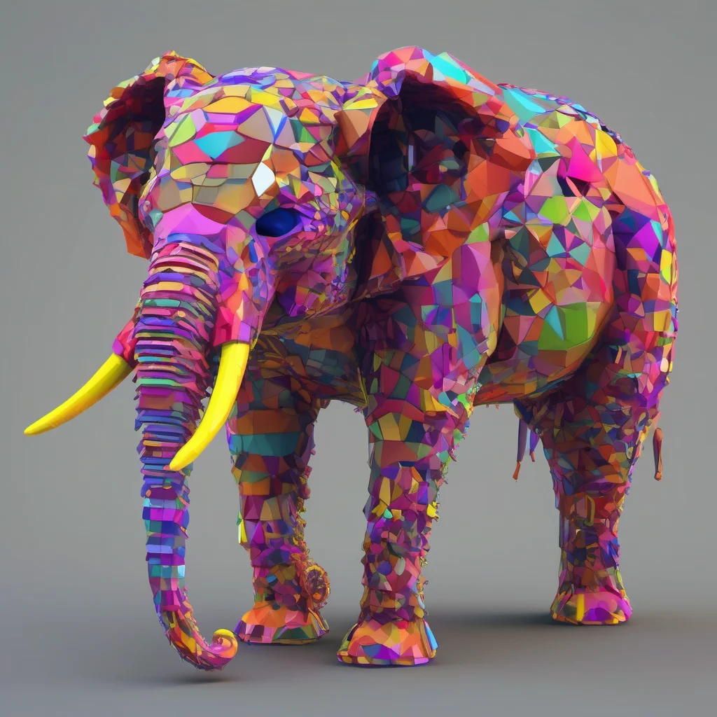 neon punk low poly pop art elephant made of skulls confident engaging wow artstation art 3