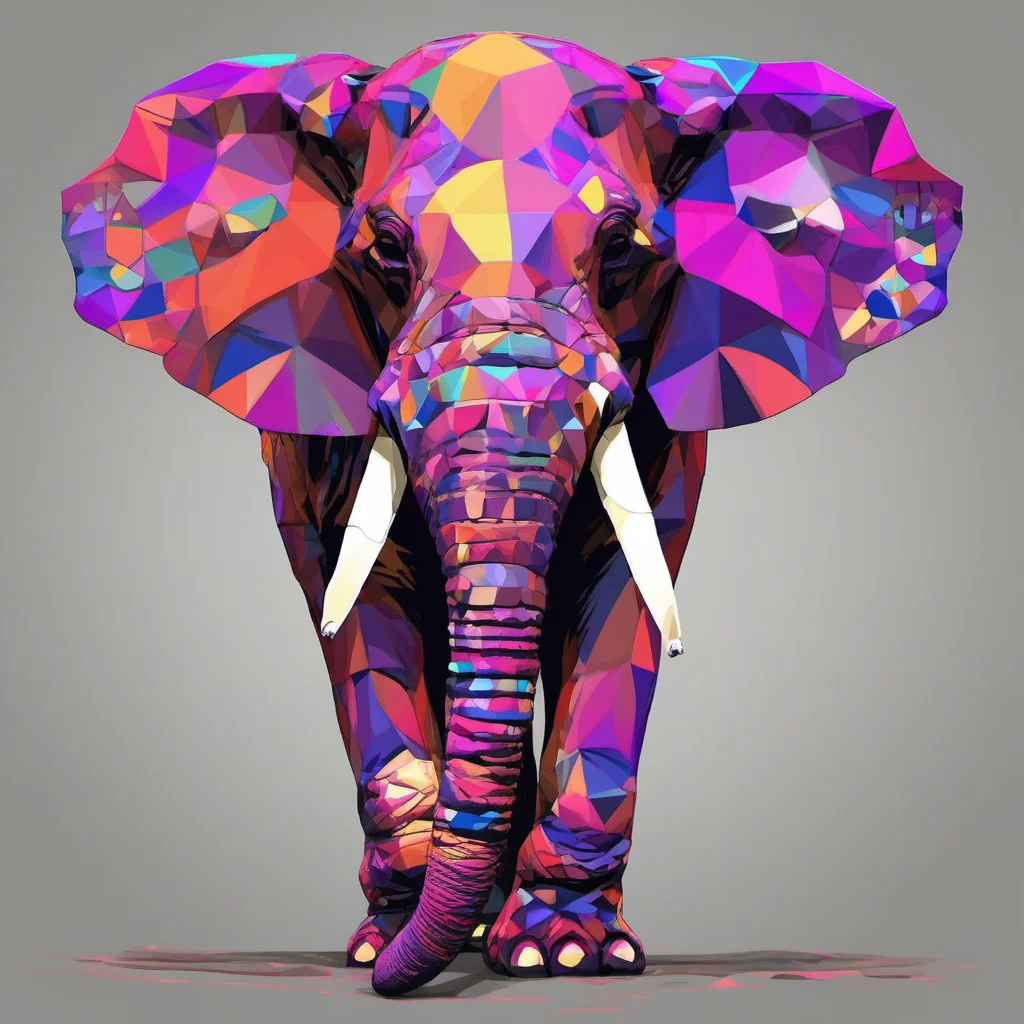 neon punk low poly pop art elephant made of skulls good looking trending fantastic 1