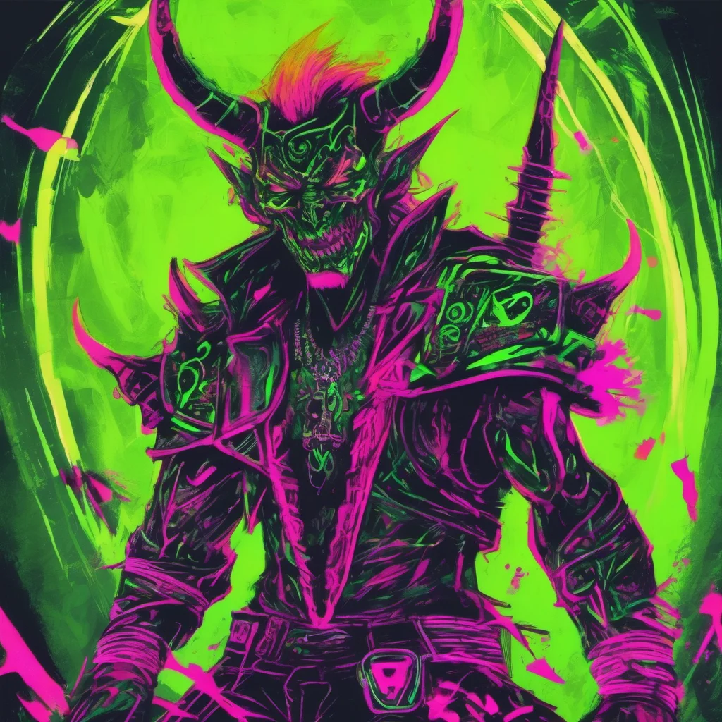 neon punk warrior evil demon 