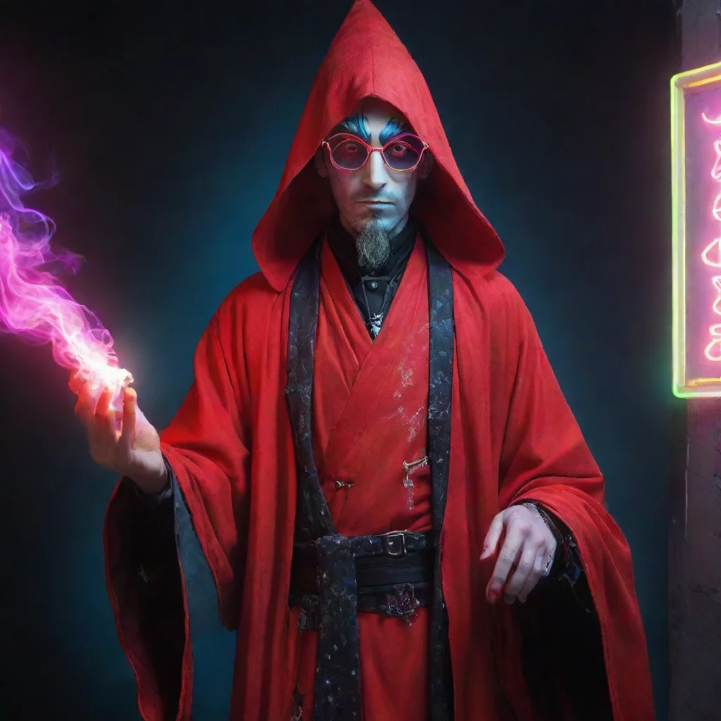 aineon punk wizard with a red robe