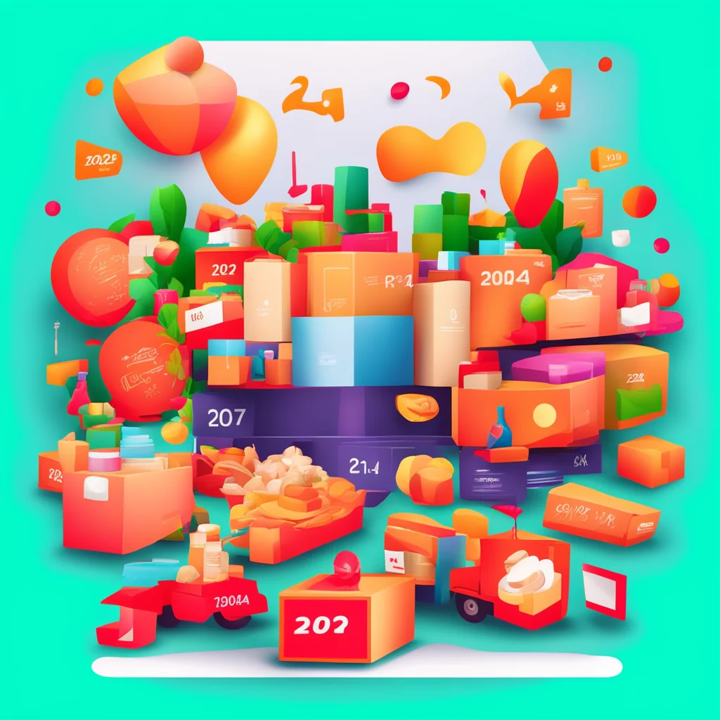 ainew year 2024 greeting card with logistics%2C supply chain%2C multi modal freight and delivery transportation groceries