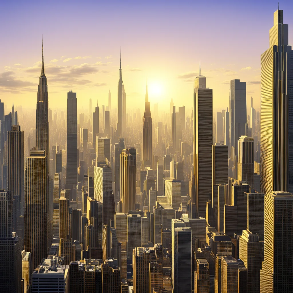 ainew york city in year 3000%2C a view in the morning with golden light amazing awesome portrait 2