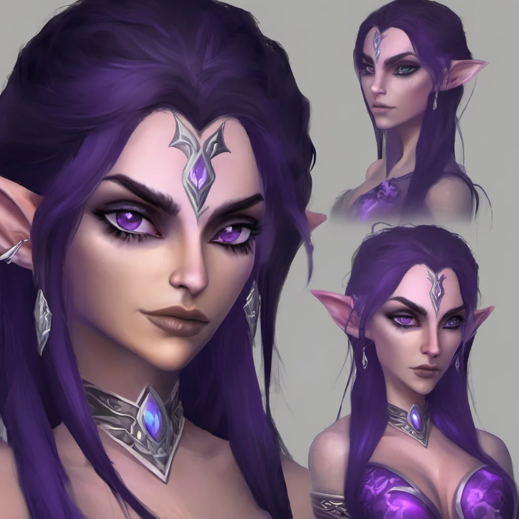 ainight elf female with purple eyes and black hair  amazing awesome portrait 2