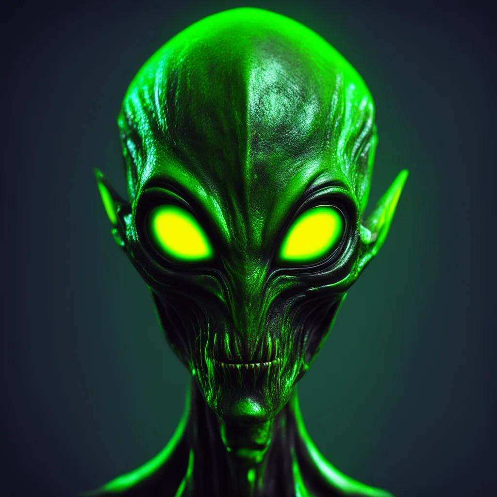 ainightmarish metal alien face with yellow green glowing%2C noseless%2C triangular mouth%2C  good looking trending fantastic 1
