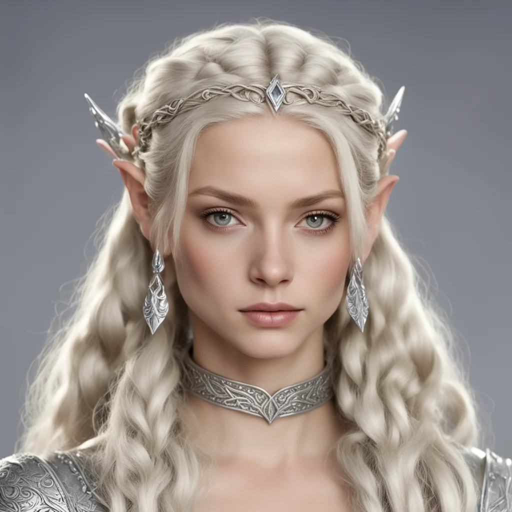 ainimrodel with blond hair with braids wearing silver wood elf circlet with diamonds amazing awesome portrait 2