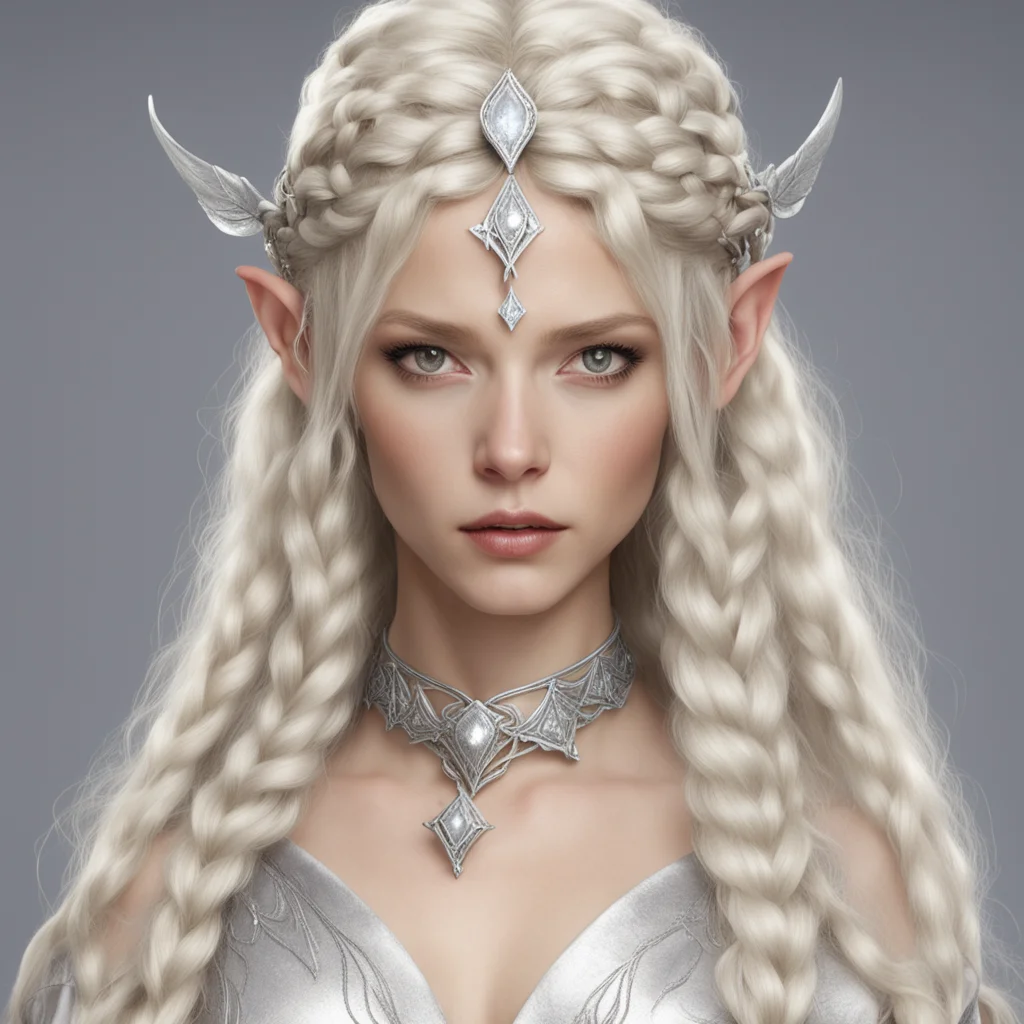 ainimrodel with blond hair with braids wearing silver wood elf circlet with diamonds confident engaging wow artstation art 3