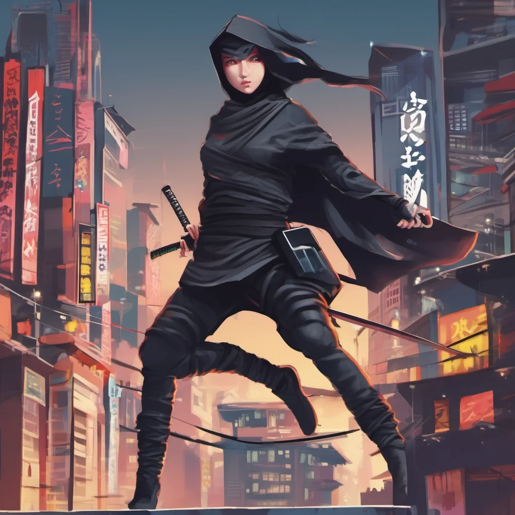 ninja girl on city