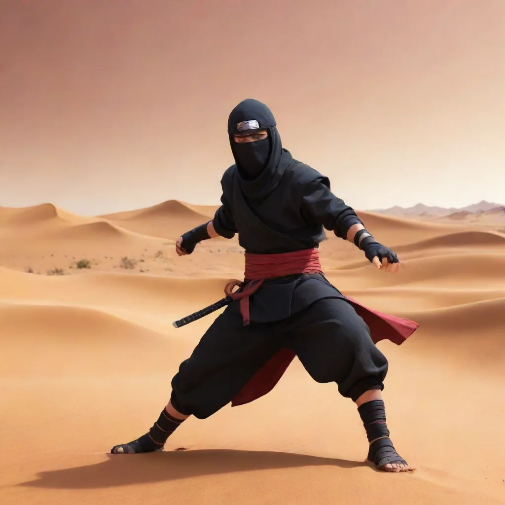ninja in the desert in the naruto style 