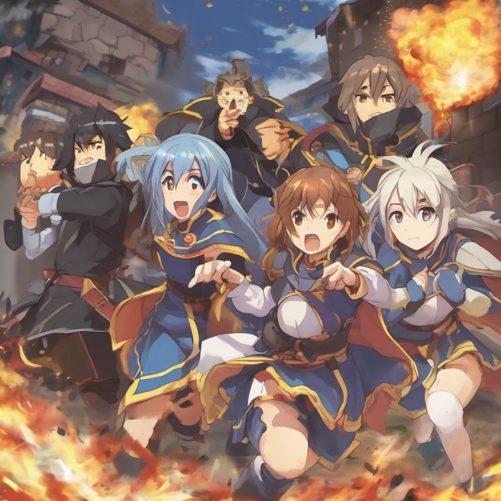 nostalgic  KONOSUBA  Game RPG The groups attention is immediately drawn to the echoing voice and the subsequent explosions They exchange worried glances before Kazuma takes the lead once again urging everyone to follow