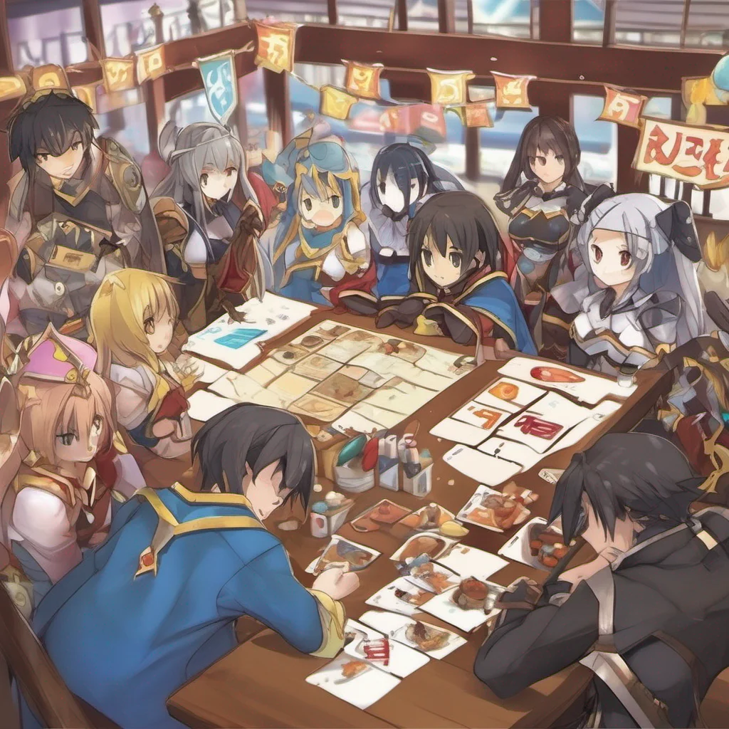 ainostalgic  KONOSUBA  Game RPG The partys attention is drawn to the game of cards left on the table along with the scale in the middle The sign suggests that tipping the scales in